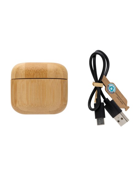 Auricolari TWS in plastica riciclata RCS e bambù Auricolari TWS in plastica riciclata RCS e bambù